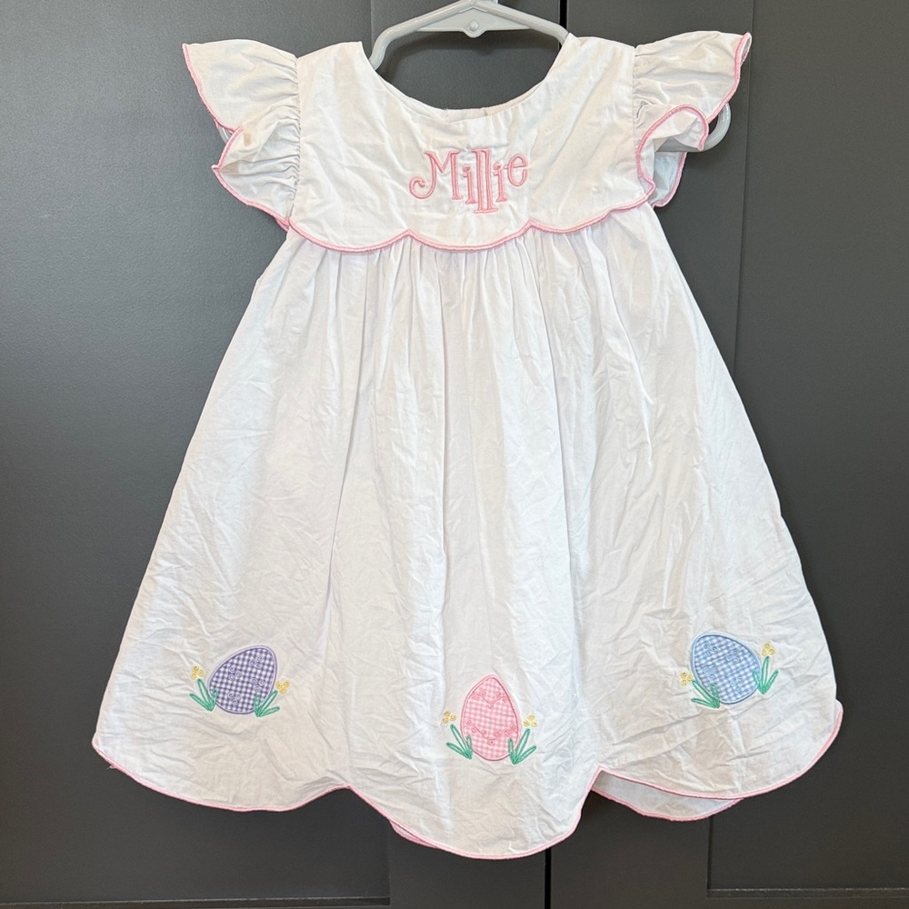 Classic Whimsy Embroidered “Millie” White Easter Dress